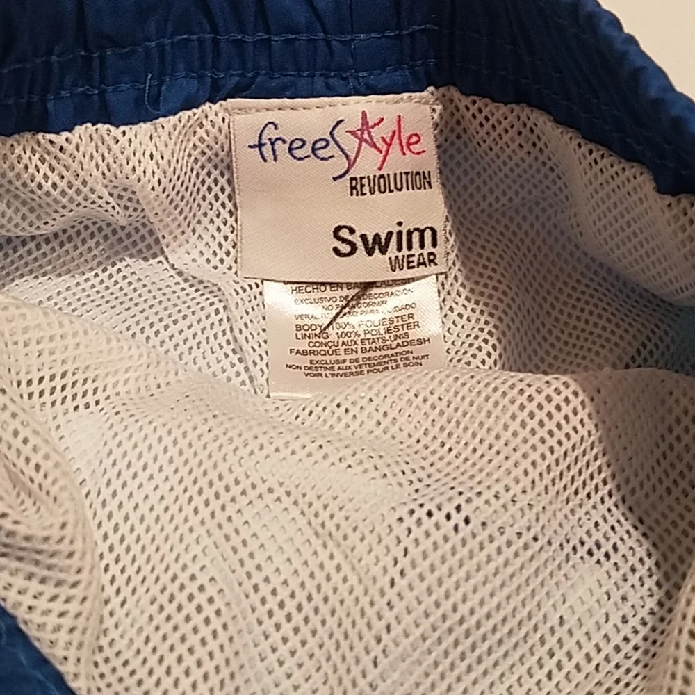 Swim Trunks Toddler Boy's Size 18 months Blue White Stripe Freestyle Bottoms